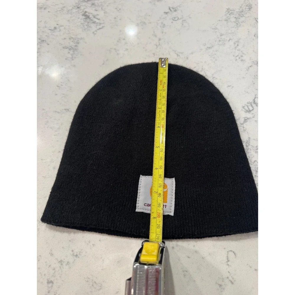 Vintage Carhartt Watch Hat Beanie Black Acrylic Logo Patch Made in USA BLK Mens